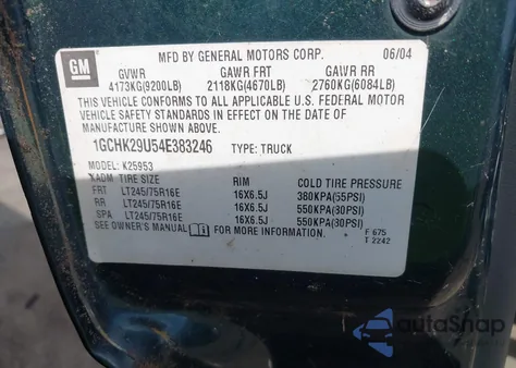 2004 Chevrolet Silverado 2500Hd Ls z USA, uszkodzony, nr VIN 1GCHK29U54E383246